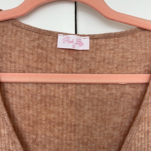 Pink Lily Long Sleeve Ribbed Wrap Top - Picture 3 of 6